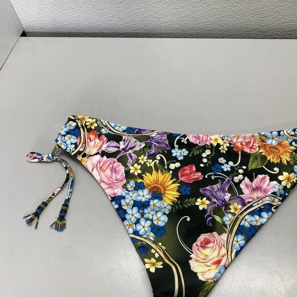 NEW AQUA BENDITA  Eda Side Tassel Bikini Bottom Blue/Green Floral Size 3XL - Picture 5 of 13